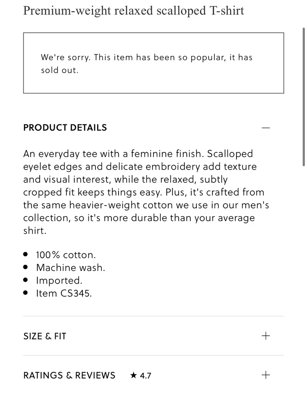 J.Crew Premium-weight relaxed scalloped T-shirt